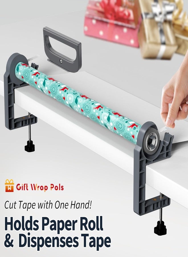 MONMEE Tabletop Gift Wrapping Tool with Tape Dispenser & Cutter-2 Pack Adjustable Wrapping Paper Table Clamps with 2 Tapes-Perfect for Valentine's Day, Holidays, and Crafting - Image 2