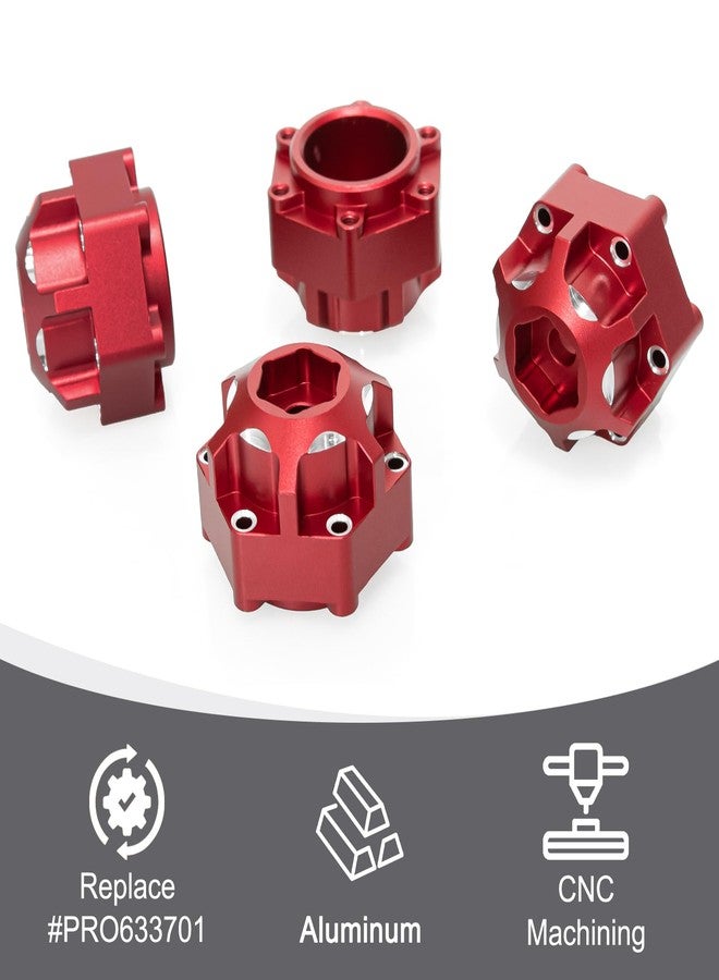 LRFHL 1/10 6x30 to 12mm Aluminum Hex Adapters 17.5mm Thickness for 1/10 Pro-Line Racing 6x30 to 12mm PRO633701 PL28 MX28 Wheel Hex Hub Adapter Upgrade Parts (Red) - Image 2