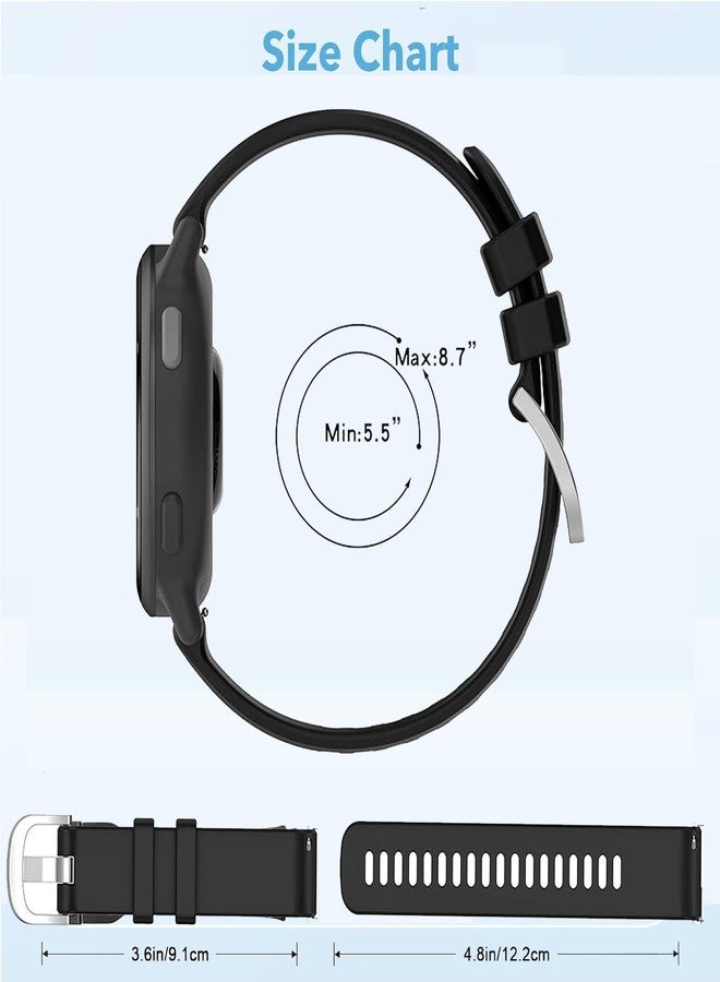 عبوة من قطعتين من الأساور المقاومة للماء متوافقة مع ساعات Garmin Vivoactive 6 / Garmin Vivoactive 5 / Garmin Vivoactive 3 / Garmin forerunner 165، سوار معصم رياضي كلاسيكي ناعم بديل مقاس 20 مم (أسود/أسود) - Image 4