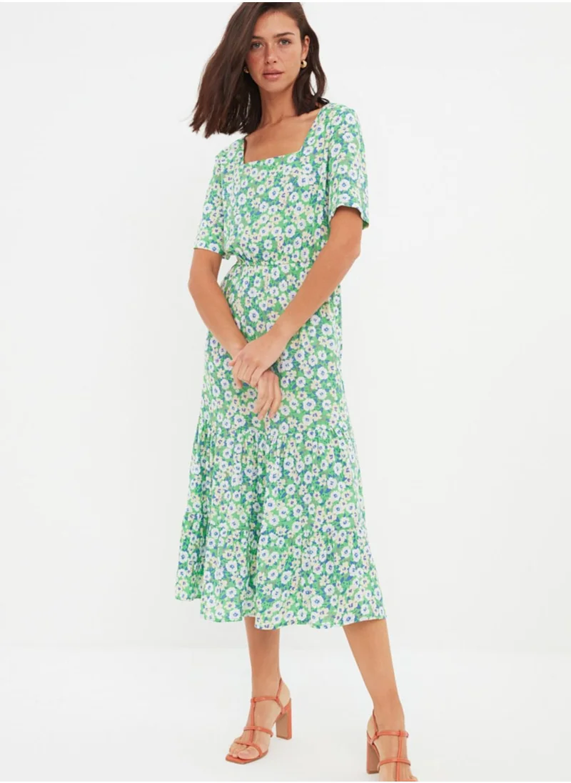 trendyol Printed Tiered Hem Dress