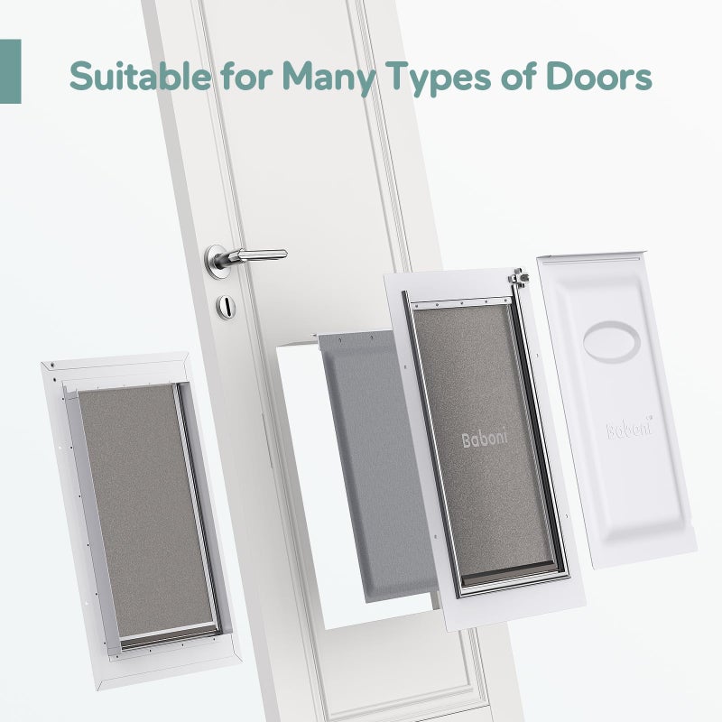 Baboni 3-Flaps Pet Door for Interior and Exterior Doors, Steel Frame and Telescoping Tunnel, Strong and Durable Dog Door (Pets Up to 100 Lb) -Large - Image 2