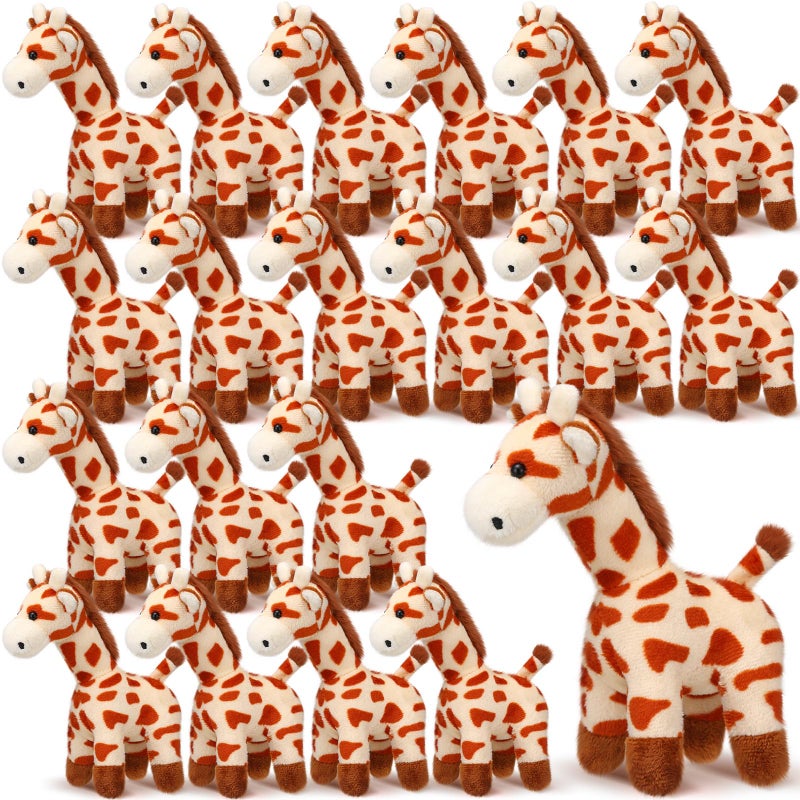 Blueweenly 20 Pcs Giraffe Stuffed Animal Bulk 6 Cute Stuffed Giraffe Toy Plush Safari Plush Jungle Zoo Wild Animal Bulk Toy Party Decor Valentines Day Gift for Kid Girl Boy Forest Birthday Party - Image 3