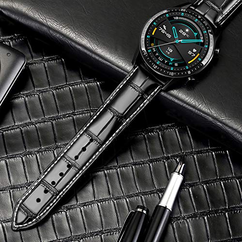 MORANO Moran Quick Release Leather Watch Bands Deployment Butterfly Buckle 18mm 20mm 22mm 24mm Blue Black Brown Calfskin Replacement Watch Strap for Men & Women - Image 2