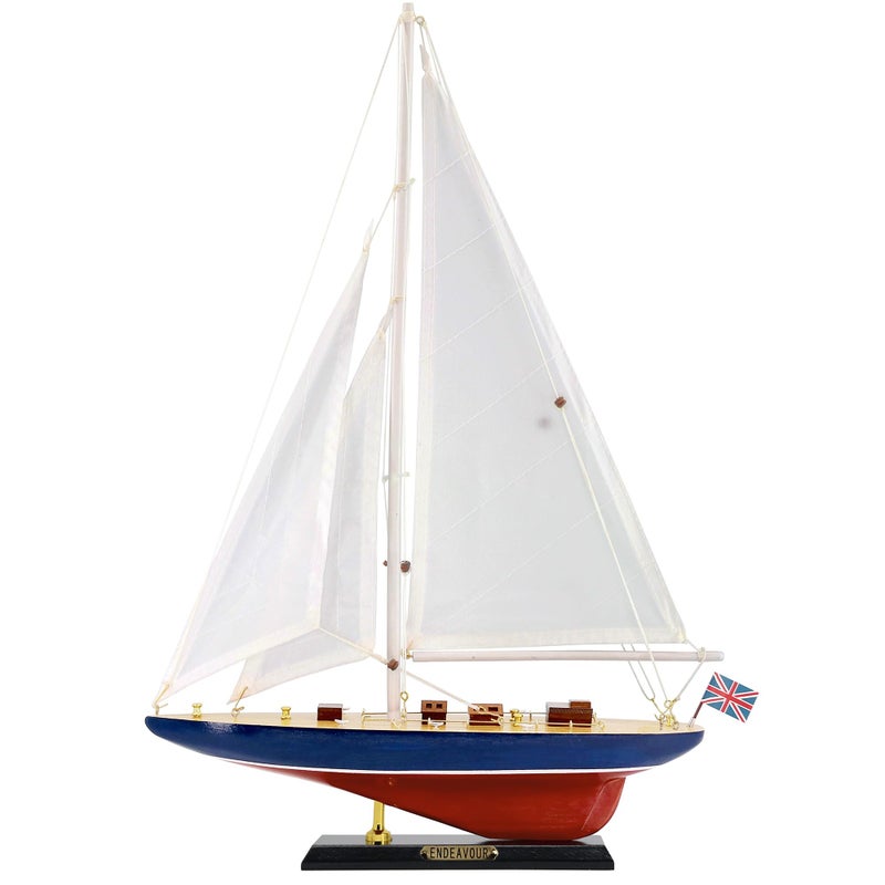 NAUTIMALL Wooden Sailing Boat Sailboat Yacht Model 28 Endeavour Enterprise Scale Replica Nautical Decor Corporate Personalized Gift Enterprise 28inch