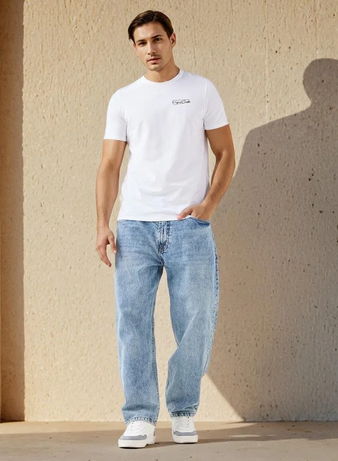 Iconic Iconic Slogan Print Pique T-shirt