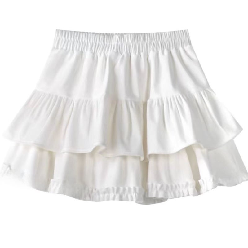 Girls Layered Ruffle Cake Skirt with Safety Shorts Noirnoir  - Image 2