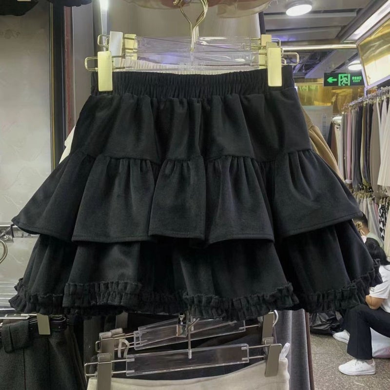 Girls Layered Ruffle Cake Skirt with Safety Shorts Noirnoir  - Image 5