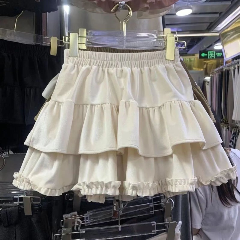 Girls Layered Ruffle Cake Skirt with Safety Shorts Noirnoir  - Image 4