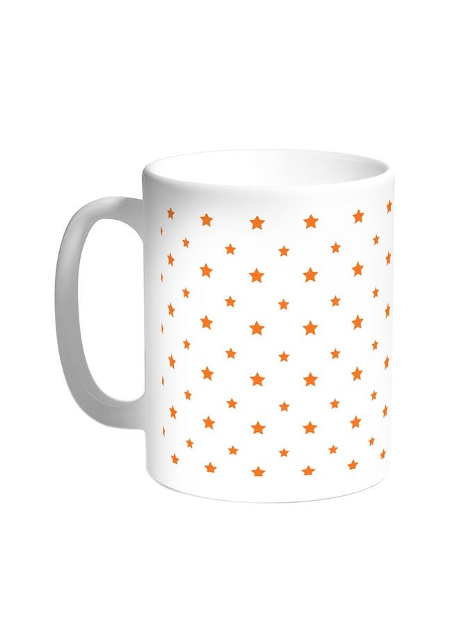 Motifs Of Small And Large Stars Printed Coffee Mug White 11ounce