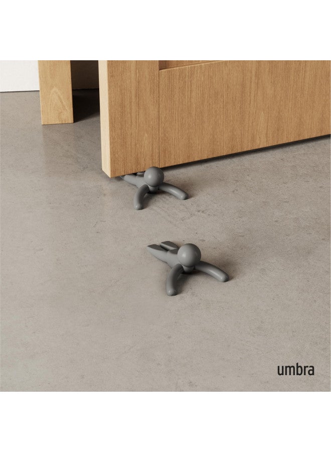 Umbra Buddy Door Stop, Heavy-Duty and Flexible, Soft-Touch Finish, Protects Your Floors, Grey, 2-Pack - Image 1