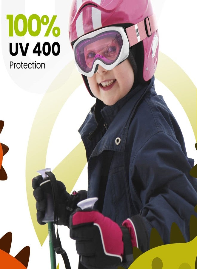 اوت دور ماستر نظارات تزلج للأطفال من OutdoorMaster، نظارات ثلج للأولاد والبنات مع حماية كاملة من الأشعة فوق البنفسجية (إطار بنقشة زهور + عدسة رمادية بنسبة نفاذية الضوء المرئي 13% مع عدسة وردية كاملة من REVO) - Image 3