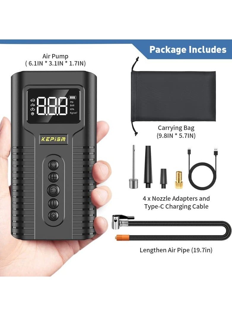 Generic Tire Inflator Portable Air Compressor Dual Power Supply Air Pump for Car Tires Accurate Pressure LCD Display Compact Air Inflator with LED Light for Car Bike Motorcycle Ball  - Image 2