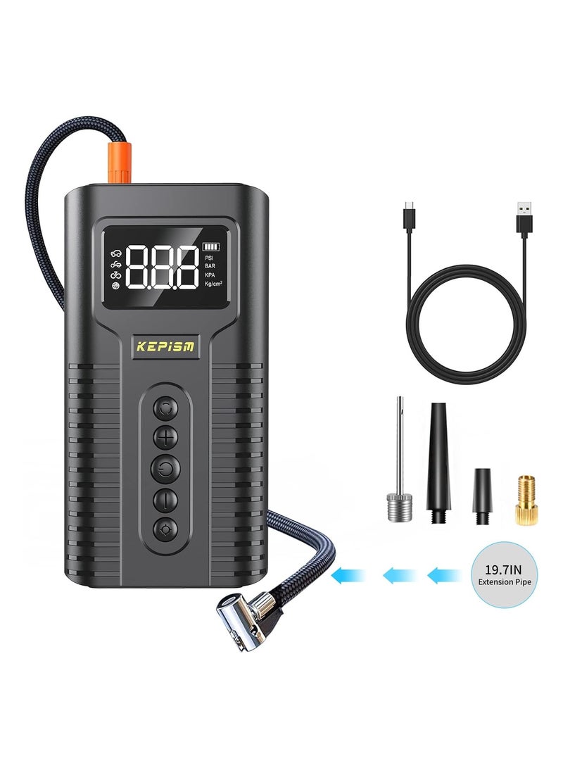 Generic Tire Inflator Portable Air Compressor Dual Power Supply Air Pump for Car Tires Accurate Pressure LCD Display Compact Air Inflator with LED Light for Car Bike Motorcycle Ball  - Image 5