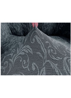 Fabienne 6-Piece Woven Jacquard Stretch Fit Dining Chair Covers Set Grey  - Image 3