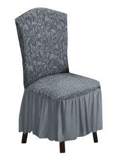 Fabienne 6-Piece Woven Jacquard Stretch Fit Dining Chair Covers Set Grey  - Image 5