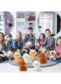 Harrycle Harrycle 6 Pcs 8 Inch Stuffed Puppies Bulk Puppy Stuffed Dogs Animal Party Favors Plush Dogs Toy Set Gift for Kids Baby Birthday(Retro Color, Adorable Style)  - Image 5