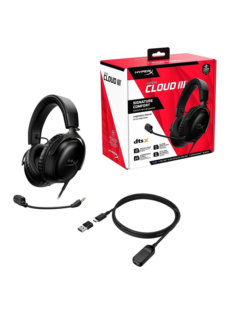 HYPERX Cloud III Wired Gaming Headset, For PC / PS5 / Xbox Series, Angled 53mm Drivers, Noise Cancelling, With LED Mic Mute Indicator, 10Hz-21kHz Frequency Response, Black | 727A8AA - Image 5
