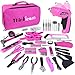ThinkLearn Pink Tool Set, 205 Piece Home Tool Kit with 3.6V Electric Screwdriver and Universal Sockets Tools, Pink Tool - Image 2