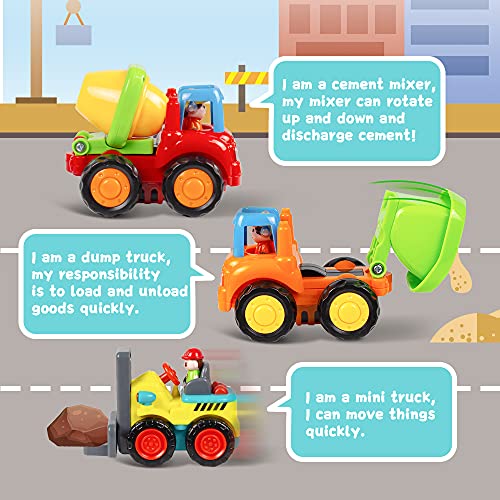 Woby Push and Go Friction Powered Car Toys Set Tractor Bulldozer Mixer Truck and Dumper for Baby Toddlers - Image 4