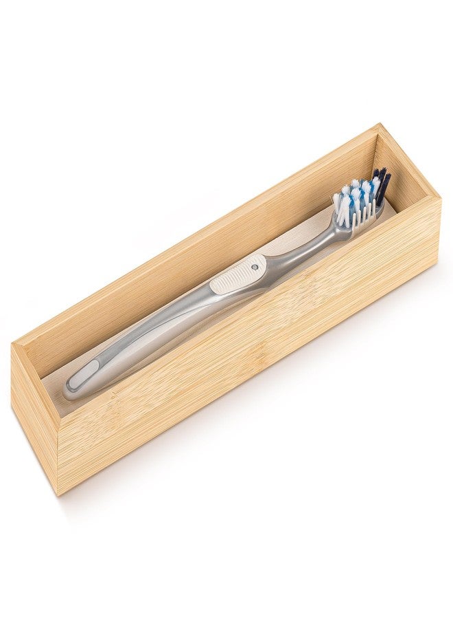 Linkidea Wooden Toothbrush Holder with Drainage Hole, Bathroom Drawer Organizer with Drying Diatomite Stone, Compatible with Extra Clean, Oral-B CrossAction Toothbrush - Image 1