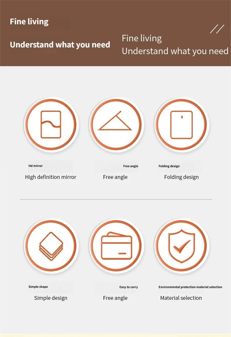 مرآة مكياج قابلة للطي محمولة للمكتب والسفر، تصميم مضغوط للمسات السريعة - Image 2