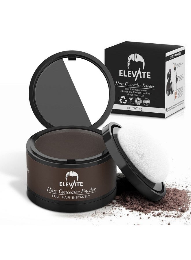 ELEVATE Hair Line Powder Instantly Conceal Hair Loss for Thinning Areas - Shadow Makeup - Root Cover Touch Up with Puff Touch - Instant Gray Coverage for Men and Women (Medium Brown) - Image 1