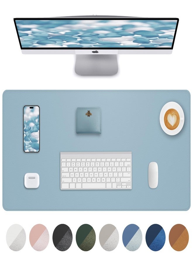 AFIING Leather Desk Pad Protector, Mouse Pad, Office Desk Mat, Non-Slip PU Leather Desk Blotter, Laptop Desk Pad, Waterproof Desk Writing Pad for Office and Home (Light Blue, 31.5" x 15.7") - Image 1