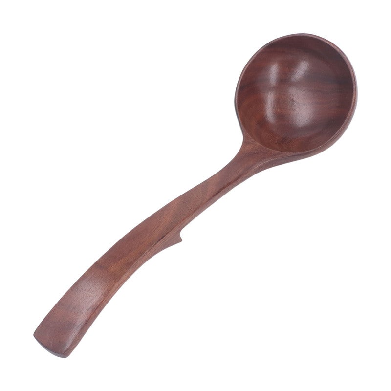 Wooden Ladle L Size Solid Wood Material - Gentle On Cookware Japanese Style Ladle For Home Kitchen Cooking - Image 4