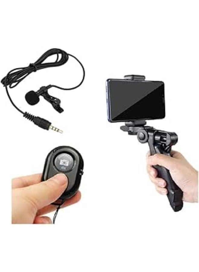 Mobile Vlogging Tripod Stand – With Bluetooth Remote & Lavalier Mic – Ideal for Video Shooting, YouTube & Daily Content Creation - Image 1