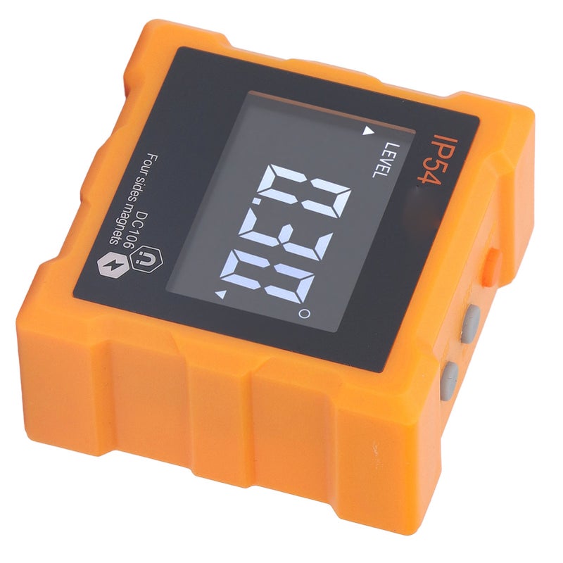 IP54 Angle Finder 4x90° LCD Digital Display 4 Side Strong Magnetic Angle Gauge Inclinometer 360° 1300mAh Orange - Image 2