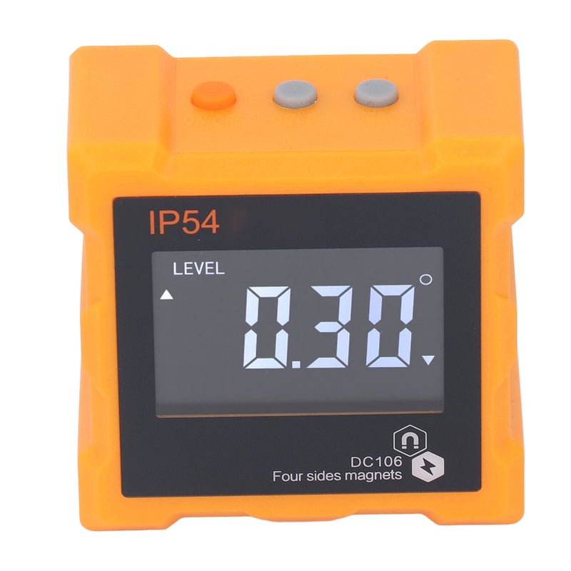 IP54 Angle Finder 4x90° LCD Digital Display 4 Side Strong Magnetic Angle Gauge Inclinometer 360° 1300mAh Orange - Image 4