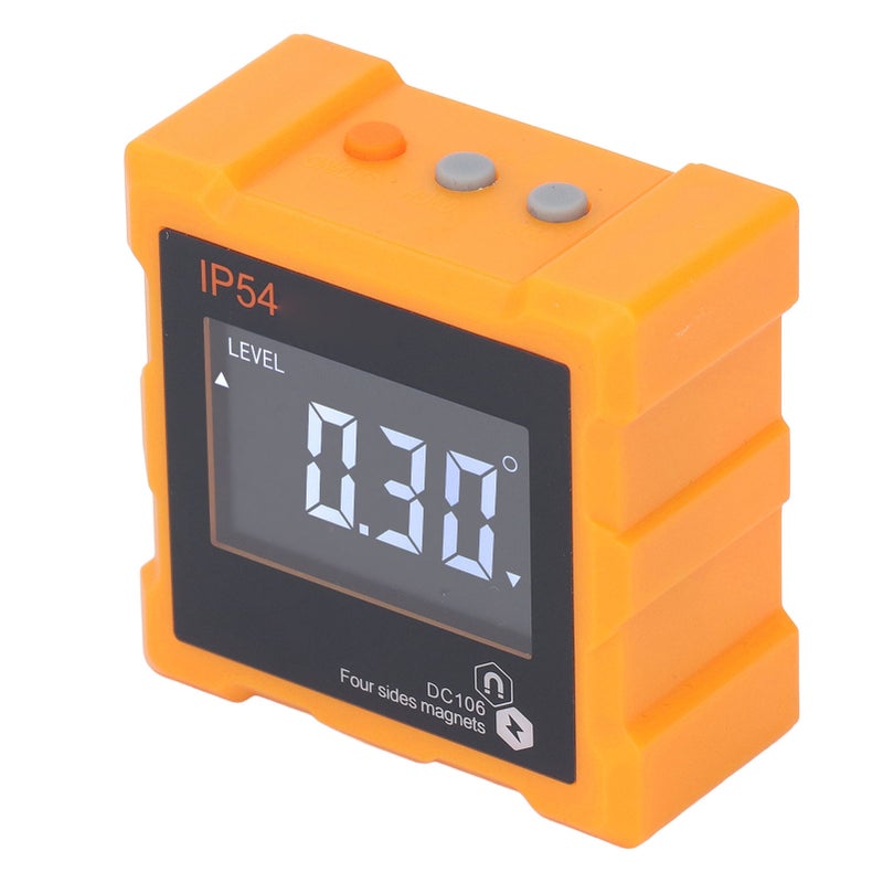 IP54 Angle Finder 4x90° LCD Digital Display 4 Side Strong Magnetic Angle Gauge Inclinometer 360° 1300mAh Orange - Image 5