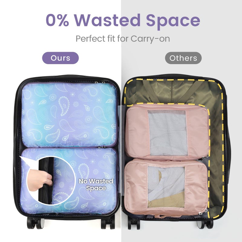 Cambond Compression Packing Cubes for Travel Women - 4 Pack Luggage Suitcase Organizers Travel Essentials Accassories Bags Compression Cubes for Carry on Suitcases, Blue Purple Gradient - Image 5
