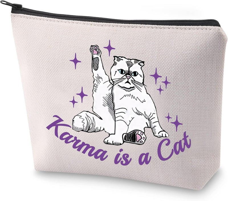 BLUPARK Album Inspired Gift Cat Lover Makeup Bag Singer Merchandise Gift Singer Inspired Cosmetic Bag for Fans (Karma Cat)