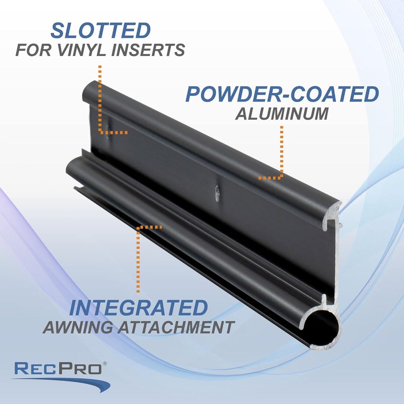 RecPro RV Awning Trim Made for Insert | Black or White Color Options | Aluminum | 92" Length | Made in The USA (2 Trim Pieces, Black) - Image 3