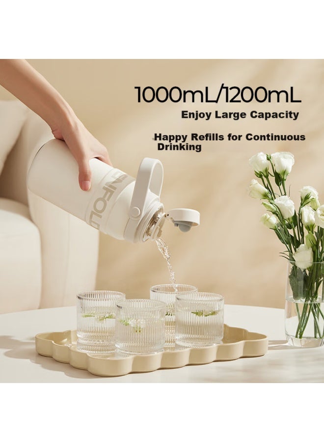 Haers Insulated Bottle Large Capacity Children's Outdoor Portable Dual Water Bottle Cup Stylish Wide-mouth Cup 1000ml - Image 3