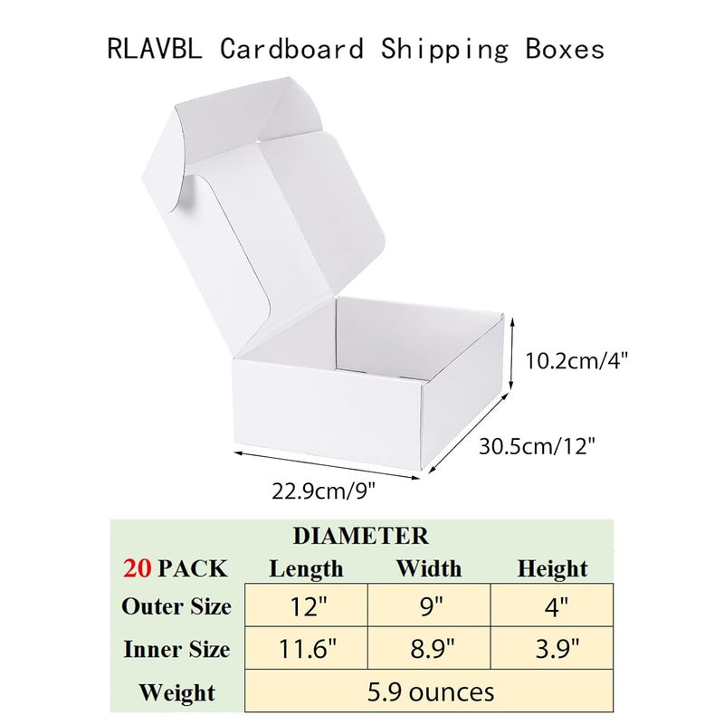 مجموعة RLAVBL من 20 صندوق بريد أبيض ذو وجهين - مقاس 12" × 9" × 4" - سهل التركيب، مثالي للأعمال الصغيرة - Image 2