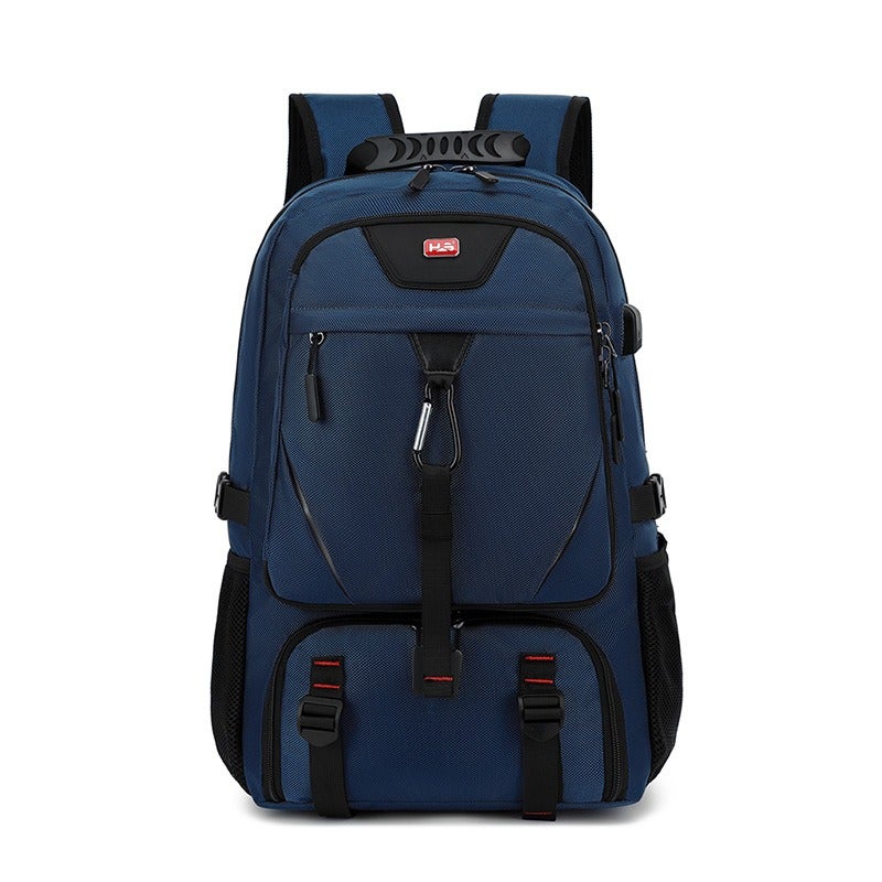 He-Shi Waterproof Hiking Travel Backpack 56-75L Large Capacity Laptop Backpack with USB Charging Port, Anti-Theft, for Men Women Outdoor Camping - Upgraded 60L Navy with Shoe Compartment - Image 1