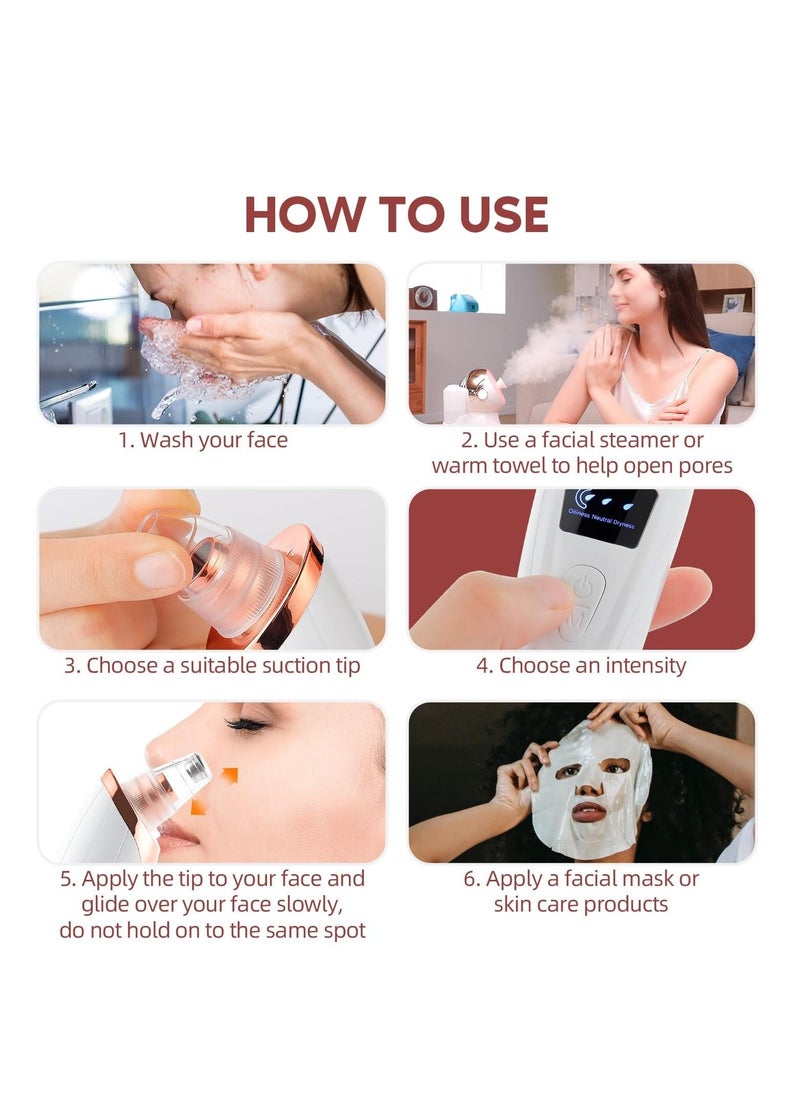 SYOSI Pore Vacuum Blackhead Remover Vacuum Electric Pore Cleaner with 5 Probes & 3 Level and LED Display Blackhead Extractor for Face and Nose Includes Blackhead Remover Tool Kit  - Image 5