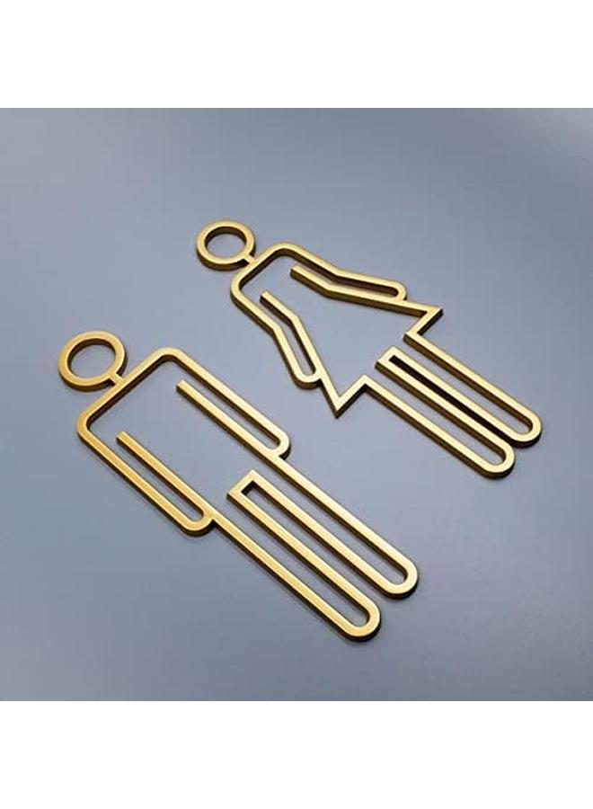 ECVV Acrylic Adhesive Backed Men'S And Women'S Bathroom Sign 8.6" Removable Man Woman Washroom Restroom Signs For Home Office Work Bathroom Signage Gold - Image 3