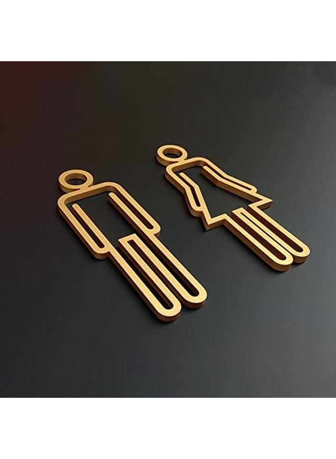 ECVV Acrylic Adhesive Backed Men'S And Women'S Bathroom Sign 8.6" Removable Man Woman Washroom Restroom Signs For Home Office Work Bathroom Signage Gold - Image 4