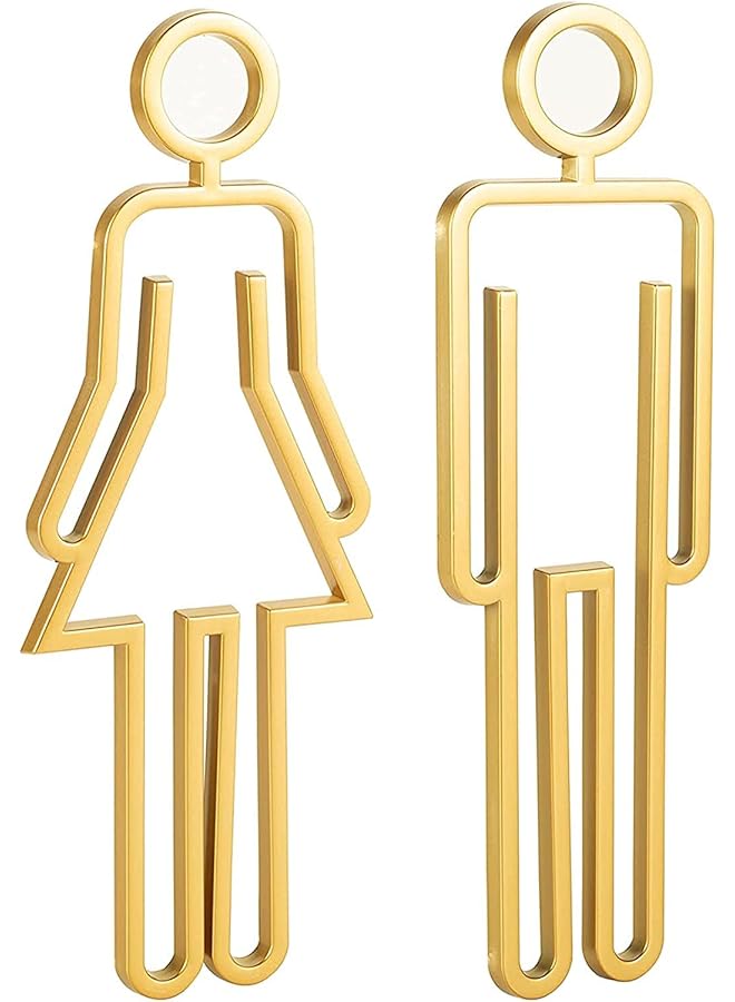 ECVV Acrylic Adhesive Backed Men'S And Women'S Bathroom Sign 8.6" Removable Man Woman Washroom Restroom Signs For Home Office Work Bathroom Signage Gold - Image 1