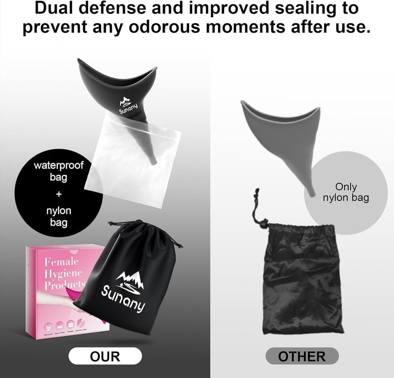Sunany Store Female Urination Device, Reusable Female Urinal Silicone Women Pee Funnel Allows Women to Pee Standing Up, The Perfect Companion for Camping,Outdoor,Travel（Fuchsia） - Image 3
