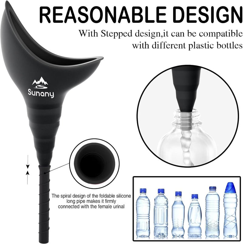 Sunany Store Female Urination Device, Reusable Female Urinal Silicone Women Pee Funnel Allows Women to Pee Standing Up, The Perfect Companion for Camping,Outdoor,Travel（Fuchsia） - Image 2
