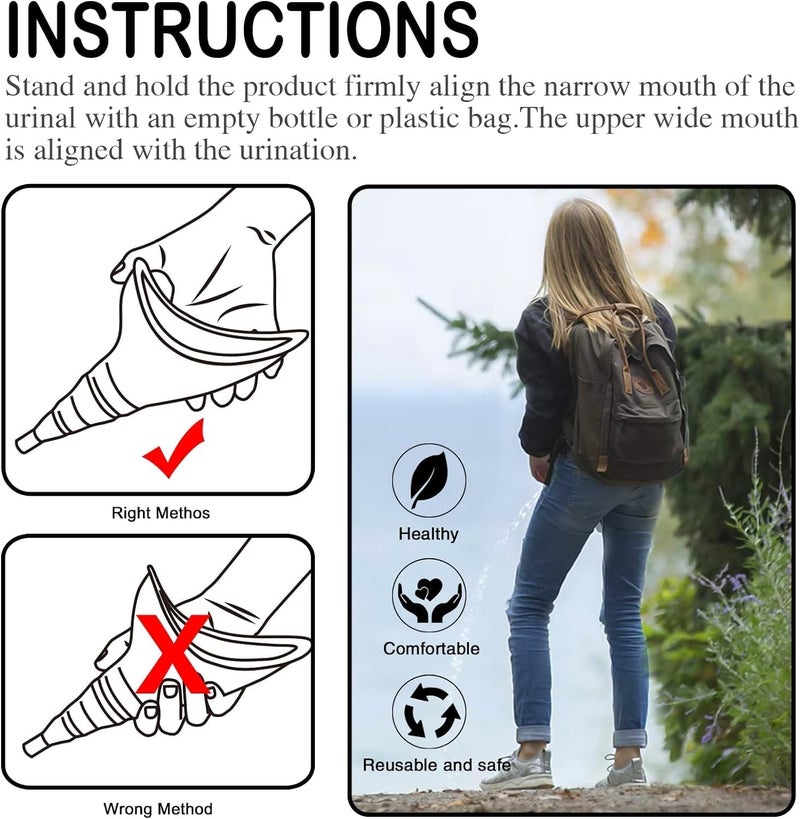 Sunany Store Female Urination Device, Reusable Female Urinal Silicone Women Pee Funnel Allows Women to Pee Standing Up, The Perfect Companion for Camping,Outdoor,Travel（Fuchsia） - Image 5