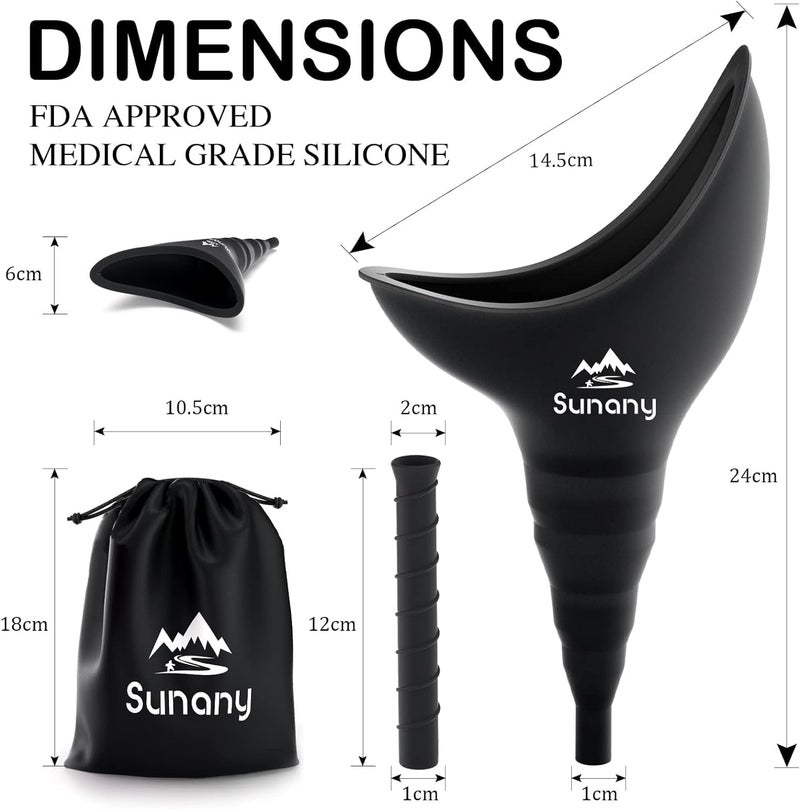 Sunany Store Female Urination Device, Reusable Female Urinal Silicone Women Pee Funnel Allows Women to Pee Standing Up, The Perfect Companion for Camping,Outdoor,Travel（Fuchsia） - Image 4