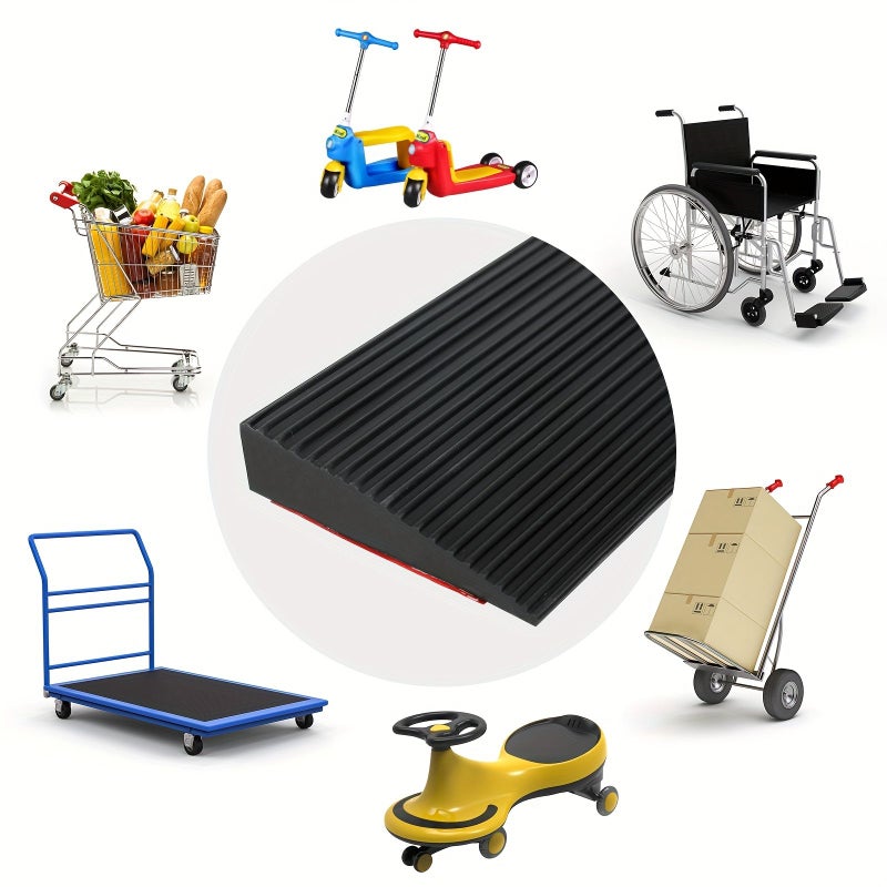 Solid Rubber Incline Ramp Step Threshold Mat 35.43 Inch Black Anti Slip Frosted Surface for Wheelchair Access Rainy Weather - Image 3