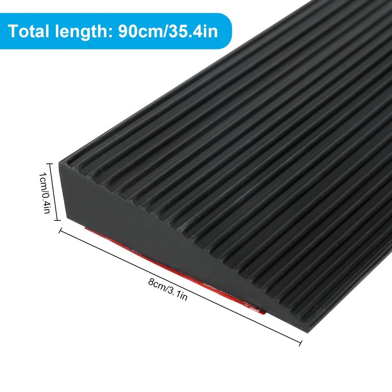 Solid Rubber Incline Ramp Step Threshold Mat 35.43 Inch Black Anti Slip Frosted Surface for Wheelchair Access Rainy Weather - Image 5