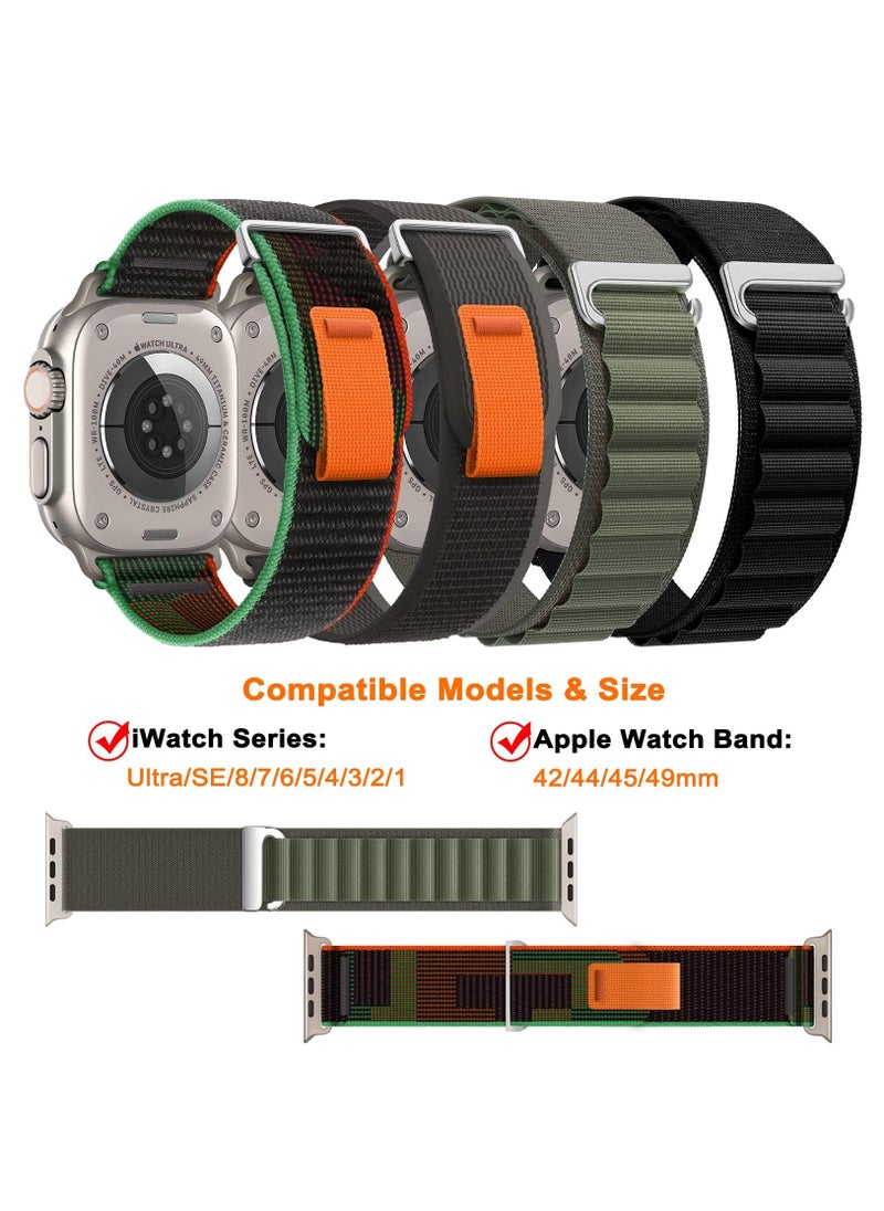 BORTONY - Apple Watch Band 38mm 40mm 41mm Alpine Loop Pack of 4 with Adjustable Sport Nylon Elastic Strap for iWatch Ultra 8 7 6 5 4 3 2 1 - Image 1