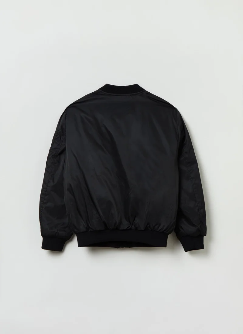 او في اس Solid colour aviator bomber jacket